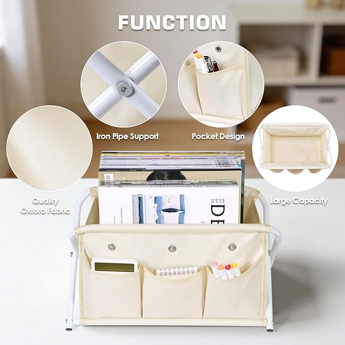 KEEGH Magazine Holder with 3 Pockets, Large Capacity Magazine Rack for Magazines, Books, Newspapers Magazine Basket for Living Room, Office, Study, Bedroom