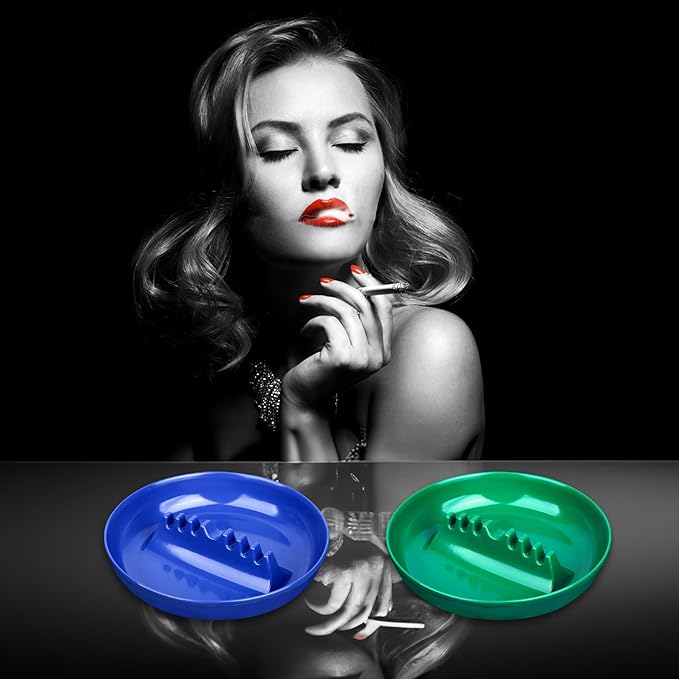 3Pcs Assorted Colors Ashtray Sets, Ash Tray for Cigarettes and Cigar, Round Large Size Plastic Ashtrays, for Indoor Outdoor Home Office Patio Restaurant Bar Hotel Use (1 Green 1 Red 1 Blue)