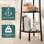 Yoobure 4-Tier Corner Shelf with Metal Frame, Ladder Bookshelf Display for Bedroom Living Room, Tall Bookcase Plant Stand, Wood Small Shelf Stand Home