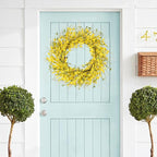 GTIDEA 24" Spring Summer Wreaths for Front Door Artificial Forsythia Flower Wreath on Grapevine Yellow Door Wreath Floral Wreath for Home Indoor Wall Window Garden Porch Farmhouse Decor
