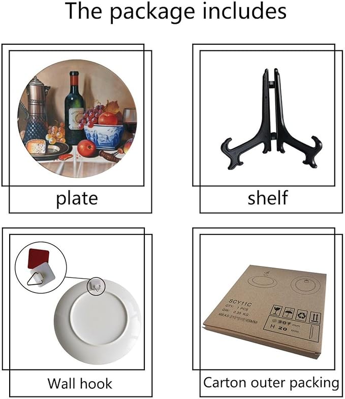 Decorative Ceramic Plates, 6 Inch, Cheese Makes Wine Taste Better Round Display Plate, Home Wobble-Plate with Display Stand, for Kitchen Living Room Office Countertop Decor