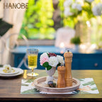 Hanobe Wood Decorative Tray：Set of 2 Round Unfinished Wooden Craft Trays DIY Ottoman Serving Tray Centerpiece Candle Holder Trays for Kitchen Countertop Crafts Art Home Decor Montessori Activity