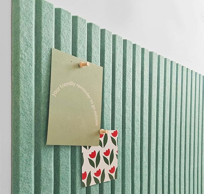 Large Cork Board for Office, 8 Pack Felt Wall Tiles with Slat Wall Paneling and Safe Removable Adhesive Tabs, Felt Bulletin Board Pin Board Cork Boards for Walls - Jade Green