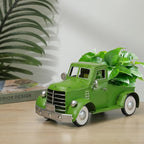 Farmhouse Vintage Green Truck Decor, Rustic Farm Metal Car Home Decors, Christmas Trucks Table Centerpieces, Decorative Outdoor Garden Cars Plant Pot