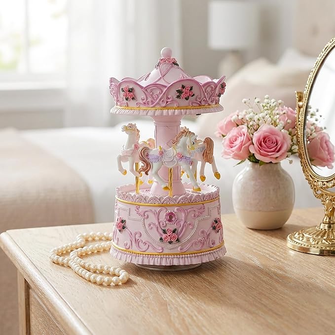 Carousel Music Box Gift, Wind Up Musical Box with Light Christmas Valentine's Day Anniversary Birthday Gifts for Wife Girls Girlfriend Daughter Son Plays You are My Sunshine