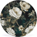 Wall Picture, with White Flowers Printed Circular Iron Hanging Picture,Wall Art Decor,Home for Bedroom Living Room Bathroom Decor,Iron Painting 11.8X11.8 in