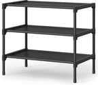SONGMICS Shoe Rack, 3-Tier Shoe Storage Organizer, Space-Saving, 11.7 x 16.5 x 19.1 Inches, Entryway, Metal Frame, Non-Woven Fabric Shelves, Ink Black ULSH013BH01