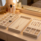 9 Pcs Velvet Jewelry Tray, Stackable Jewelry Organizer, Necklace Bracelet Display Tray, Jewelry Storage Inserts Set for Dresser & Vanity (9)