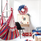 idyllic 4th of July Wreath 22 inch, Patriotic Wreath for Front Door, Red White Blue Leaves Metal Stars Independence Day, Memorial Day Americana Decor