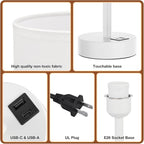 Dicoool White Touch Bedside Lamp for Bedroom - 3 Way Dimmable Table Lamp with USB, Nightstand Lamp with White Charging Station for Desk Dorm, Girl Kids Room, Small