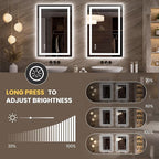 LOAAO 23.6"x35.4" LED Mirror for Bathroom, Lighted Bathroom Mirror with Lights, Anti-Fog, Dimmable, Memory Function, Clear Reflection