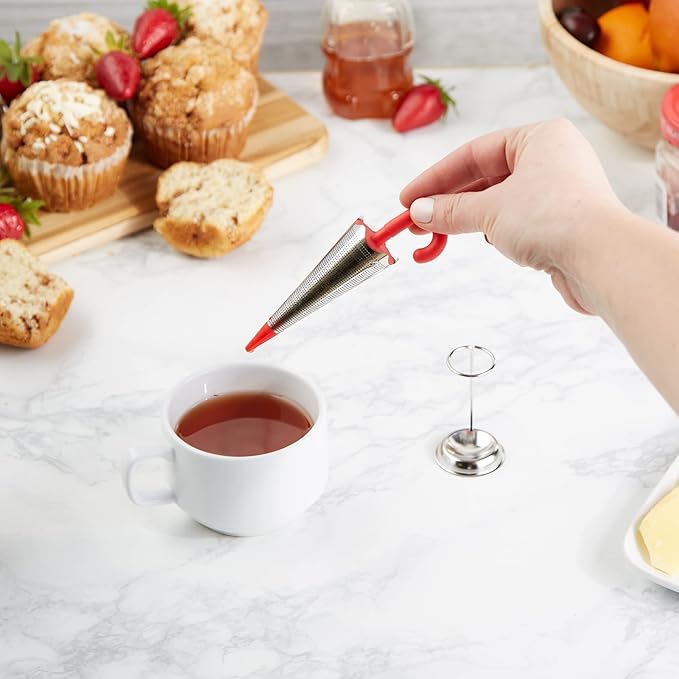 RSVP International Novelty Loose Leaf Tea Infuser/Strainer Includes Drip Stand, Umbrella/Stand, 1.25 x 5"