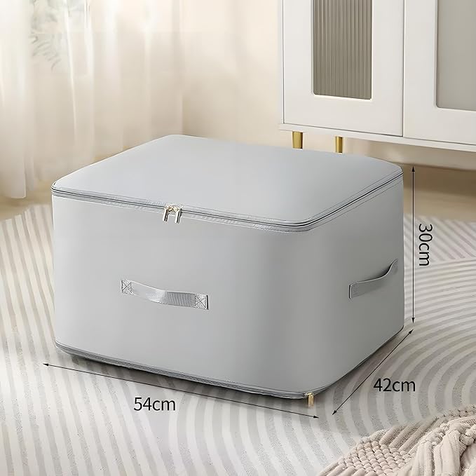 Ultra Space Saving Self Compression Organizer, Large Capacity Storage Bag, Self Compression Heavy Duty Organizer for Comforters Blanket Bedding Duvet (Gray, Thin Version, X-Large, 21x17x24in)