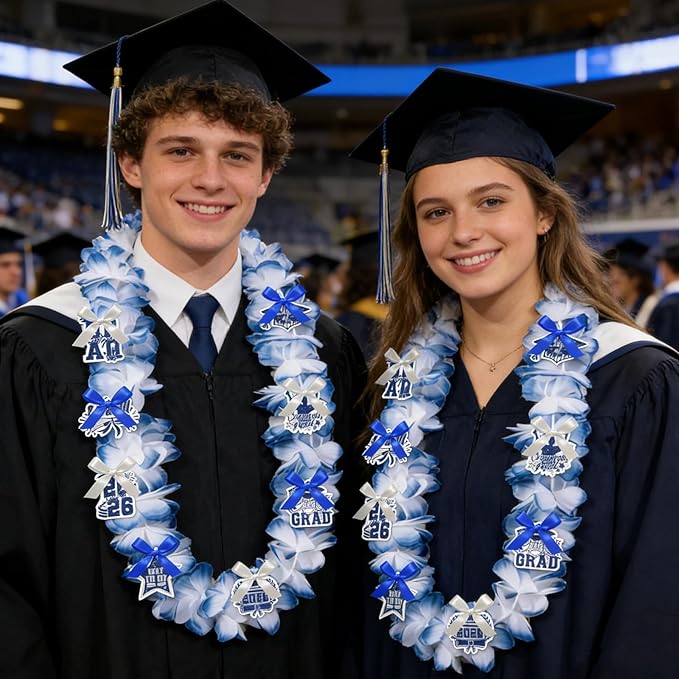 Leis for Graduation 2026, Artificial Flower Wreath with Cards Graduation Lays Gifts, Congrats Grad for High School