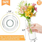 Peohud Set of 12 Glass Bud Vases, Clear Small Flower Vases, Decorative Glass Bottles Floral Vases for Home Decor, Wedding Reception, Party