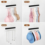 TOPIA HANGER 2 Pack 2 in 1 Belt Tie Hanger for Closet Max 60 Belts with 60 Ties Capacity, 40 Hooks Belt Tie Racks Wooden Hanger for Closet Organizer Storage “U” Fit Belt and “一” Fit Tie - CT52B