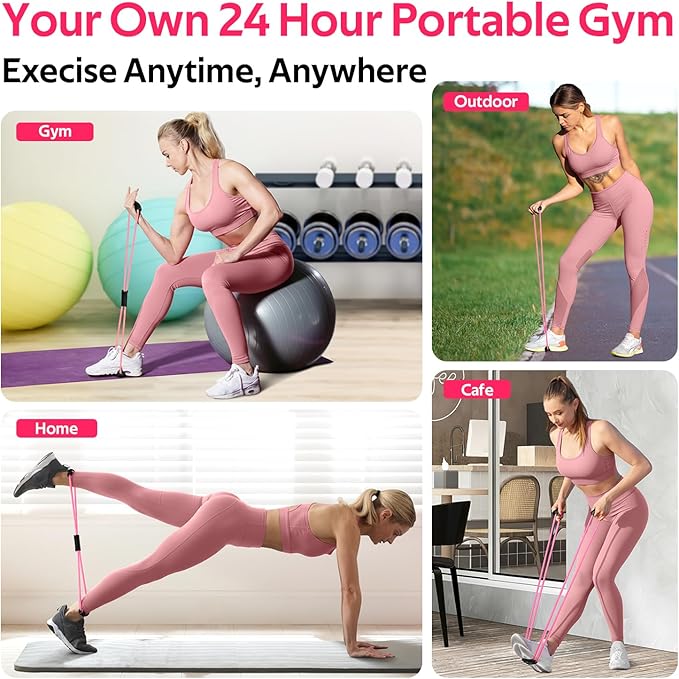 RENRANRING Figure 8 Fitness Resistance Bands with Handles - Exercise Tube Band Set of 3 for Arm and Shoulder Stretch, Rope 8 Word Elastic for Women and Men