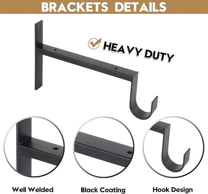 AddGrace Heavy Duty Closet Rod and Shelf Brackets 8 Inch Wall Mounted Closet Rod Bracket with Pole Holder Shelving Support with Screws for Laundry (4 Pack)