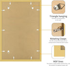 16x24 Picture Frame Gold Set of 3, Display Pictures 12x18 with Mat or 16 x 24 Without Mat, Poster Frames 16x24 Poster Frames for Wall Hanging Horizontal and Vertical