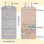 Wome Over the Door Jewelry Organizer Hanging: Double-Sided Storage with 28 Small 2 Large 9 Medium Pockets for Earrings Necklaces Rings Durable Polyester for Door or Closet or Wall or Glass (grey)