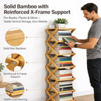 The 5-Tier No-Assembly Bamboo Rack, Bamboo Shoe Rack, Foldable Shoe Rack, Space Saving Collapsible Shelves for Entryway, Closet, Bathroom, Bamboo Shoe Rack, Foldable Shoe Rack (Wood, 5Tier)