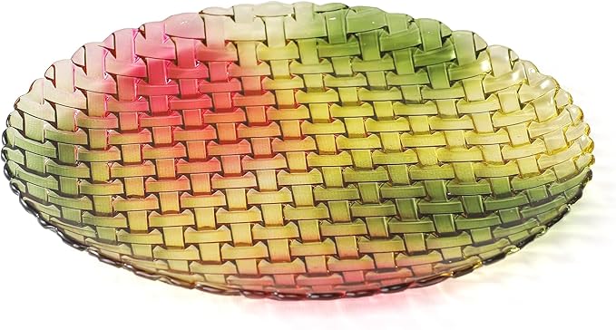 MAGCOLOR Colorful Round Woven Crystal Glass Decorative Plate 11 Inch-Diameter. (Colorful)