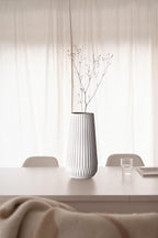Bloomingville Tall White Ceramic Fluted Vase