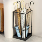 Umbrella Holder for Indoor Entryway, Large Metal Umbrella Stand with Removable Water Tray and Hooks, Umbrella Rack Storage for Home, Office, Hotel
