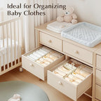 DIMJ Drawer Organizers for Clothing, Set of 8 Fabric Closet Organizers and Storage, Dresser Organizers, Drawer Dividers for Baby Clothes, Socks, Belt, Tie (Beige)