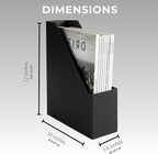 BLU MONACO | Cardboard Magazine File Holder Set of 6 Black | Vertical Magazine File Holder with Gold Label Slots | Standing File Holder and Cardboard Bins for Shelves Desk Storage