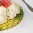 MAGCOLOR Colorful Round Woven Crystal Glass Decorative Plate 11 Inch-Diameter. (Colorful)