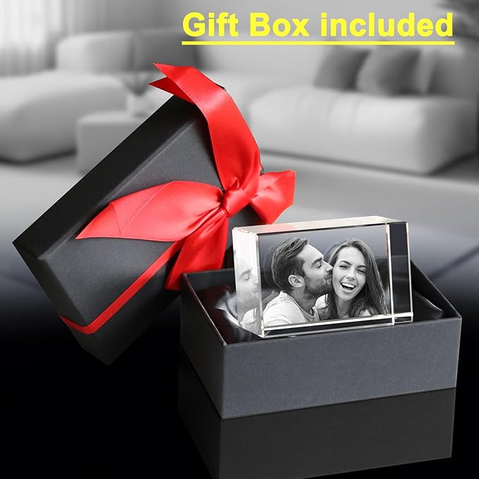 3D Photo Crystal,Personalized Gift for Dad Husband Grandpa,Custom Anniversary,Birthday,Memorial,Couples Gifts,Custom 3D Picture in Crystal