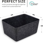 Welaxy Felt Storage Bin, Deep Wide Drawer Organizer Caddy for Makeup, Jewelry, Stationery, Closet & Bathroom, Minimalist Storage Box (Charcoal Bin, M)
