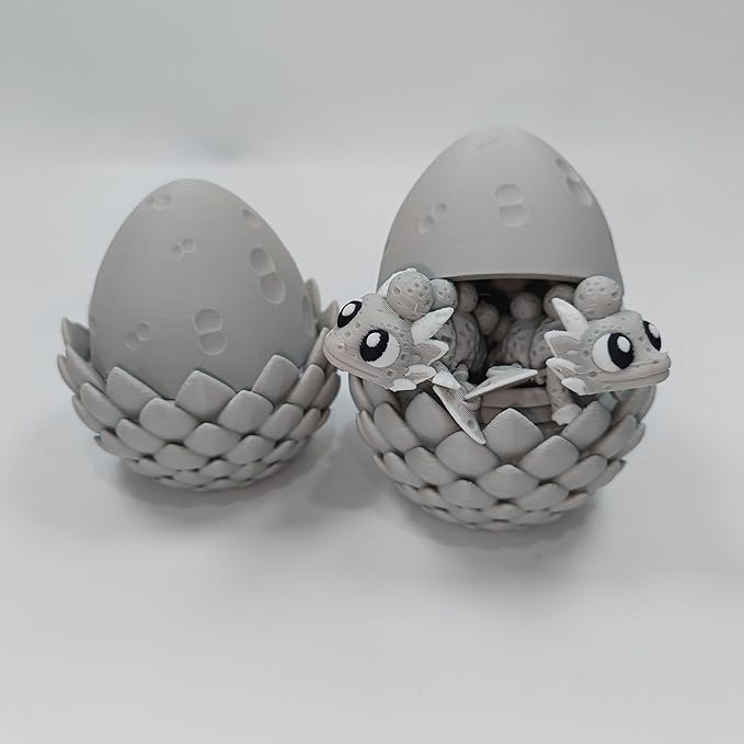 Enchanted 3D Egg with Miniature Inside - Handcrafted Printed Collectible | Fantasy Decor & Gift (Moon Dragon & Egg (Box))