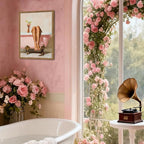 Funny Girl Bathroom Wall Art Pink Cute Girly Bathtub Wall Decor Picture, Trendy Girl Bathroom Martini Cocktail Poster Canvas Print Painting Minimalist Cute Woman Artwork 16x24 inch Wood Framed