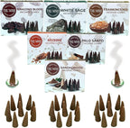 Trumiri Woody Incense Cones - Variety Pack - Total 60 Cone Incense (6 Scents x 10 Conos) - White Sage, Palo Santo, Dragons Blood, Sandalwood - Inscents-Cones Scented - Insense Cones - Incent Cone