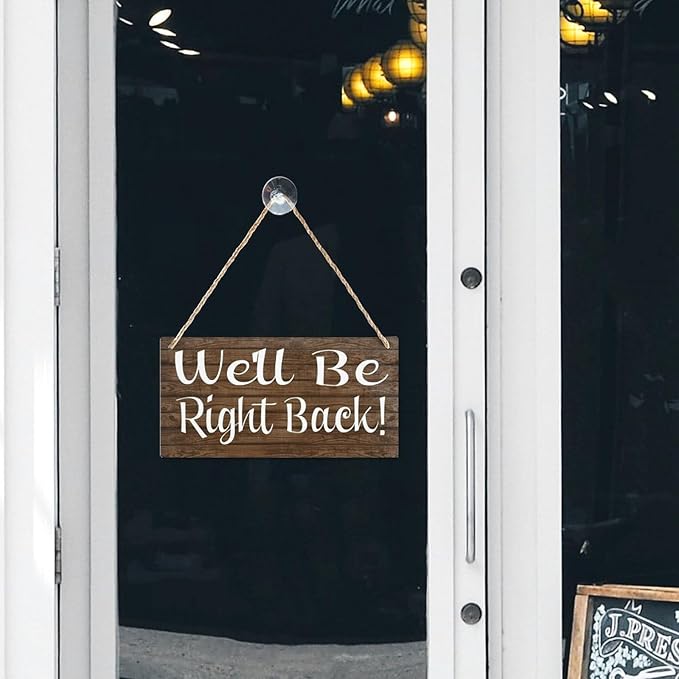 Wood Decor Sign We'Ll Be Right Back Mahalo Wood Office Sign Retro Wooden Public Decorative Hanging Sign For Home Door Fence Vintage Wall Plaques Decoration 12X6In