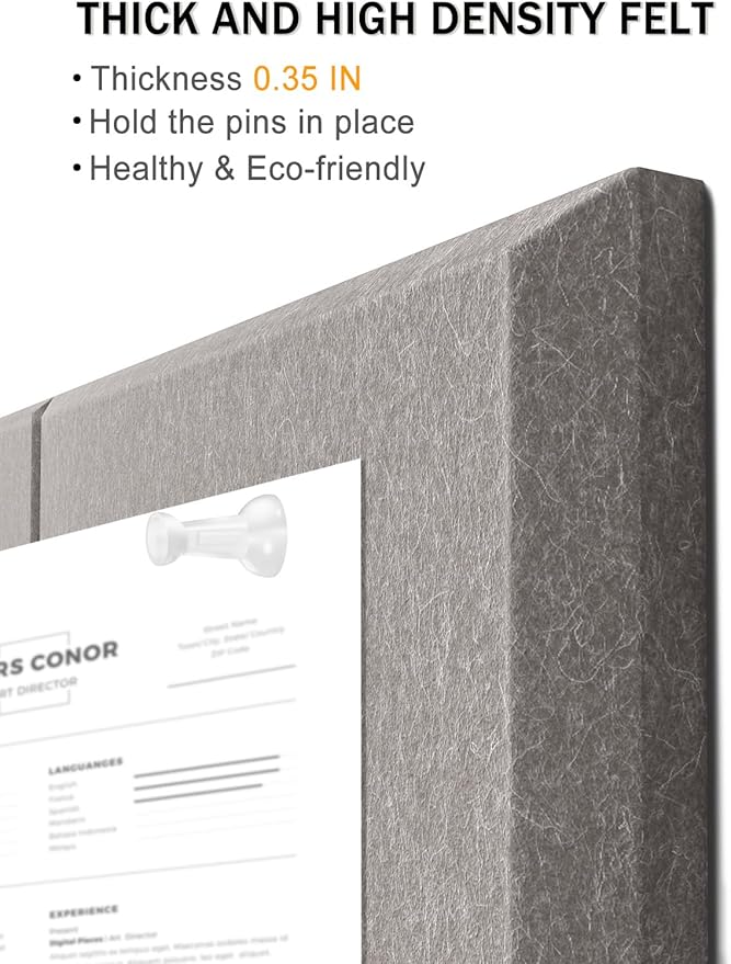 Hsurbtra Large Cork Board for Wall 47 x 36 Inch, 12 Pack Felt Bulletin Notice Board with Pushpins for Office Home School Farmhouse Wall Decor, Khaki