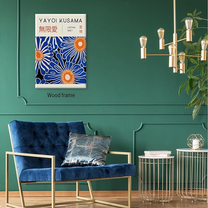 Yayoi Kusama Print Vintage Japanese Wall Art Abstract Yayoi Kusama Poster Minimalist Painting Art Exhibition Suitable for Japanese Bedroom,Living Room Office Decor 11x14in Framed