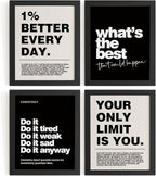 DSHFG Motivational Inspirational Office Wall Art Decor Prints Set of 4, Black Motivational Wall Decor Trendy Retro Posters for Office Home Decor, 8x10 Unframed