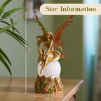 Resin Fairy Statue with Light Elegant Fantasy Decor, Hand-Painted Angel Figurine Lamp Graceful Fairy Sculpture for Bookshelf, Mantel, Bedroom, Thoughtful Gift for Women, Friends