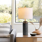 USumkky 24" Modern Ceramic Black Bedside Lamp Set of 2 Table Lamp for Bedroom Decor Farmhouse Table Lamp for Living Room Office Dorm