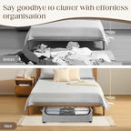 Under Bed Storage with Wheels, 2 Pack Under Bed Storage Containers, 10.6 inches Tall Underbed storage bins on Wheels, Rolling Under the Bed Metal Drawers for Clothes, Blankets, Shoes (XXXL, 90L)