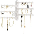 6-Tier 6" Wall Jewelry Organizer, Command Strips included for Easy Hanging, 120 Hole Earring Organizer, Necklace Organizer, Bracelet Holder, Ring Holder, Rotating Branches (White 6-TIer)
