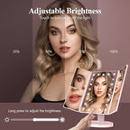 HUONUL Makeup Mirror, Vanity Mirror with Lights, 2X/3X/10X Magnification, Touch Control, Trifold, Dual Power Supply, Birthday Gifts for Women, Wife, Mom, Girls,Dorm Room Essentials
