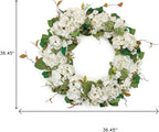36" White and Green Hydrangea Artificial Wreath