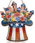Wooden 4th of July Decorations Patriotic Wreaths for Front Door Independence Day Decorations Star Sign Welcome Memorial Day Hanging for Home Wall Decor Outdoor Indoor Red White and Blue Wreath 7