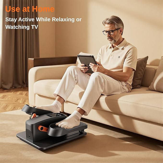 Under Desk Elliptical Machine, Electric Elliptical Leg Exerciser as Seen on TV for Seniors, Portable Quiet Seated Pedal Exerciser for Home Office with 12 Adjustable Speeds and Remote Control