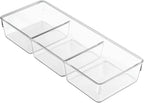 InterDesign Linus Dresser and Vanity Drawer Organizer, 13-inch by 5-inch by 2.25-inch, Clear
