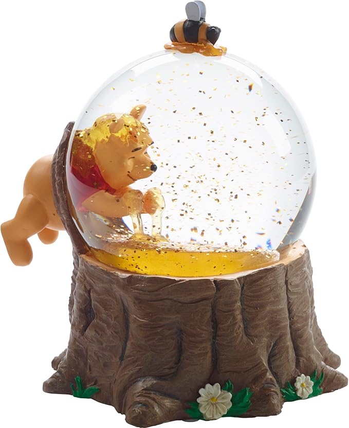 Precious Moments Disney Winnie the Pooh Musical Snow Globe – “For the Love of Hunny” Collectible with Floating Bees, Resin and Glass, 5.6" Tall, Plays Classic Pooh Theme #171708